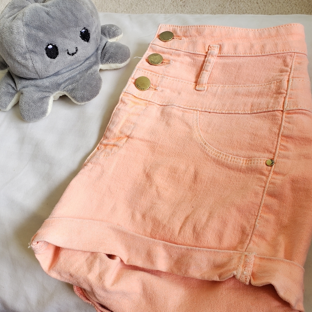 Salmom Pink hi-rise shorts
